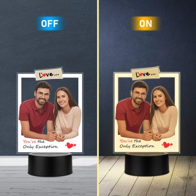 Personalized Photo LED Night Lamp with Love Quote Warm White Light with Black Base Valentines Day Gift for Husband Wife, Girlfriend Boyfriend